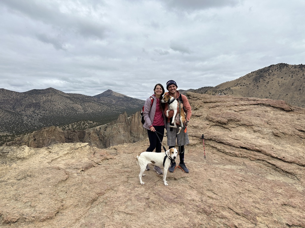 Dylan and Jessie hiking in the mountains